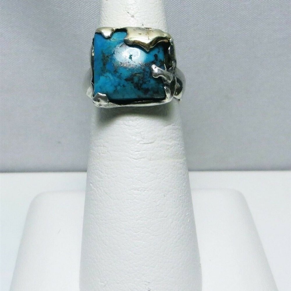 14K & Sterling Silver Handcrafted Blue Azurite - Artisan Ring One Of A Kind!